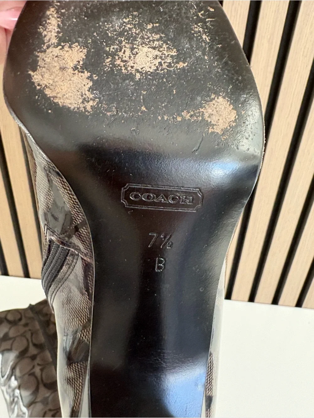 Auth VTG Y2K COACH Plastic Coated Leather Boots